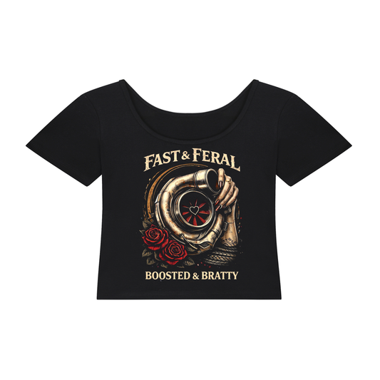 Fast & Feral Boosted & Bratty Essential Cotton Bodycon Crop Top