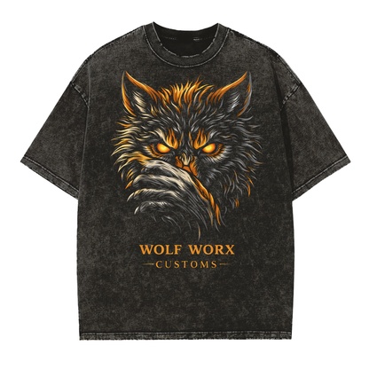 Wolf Worx Customs Gasoline Gospel KNEEL Pinstripe Vintage Washed Frayed Edge T-Shirt
