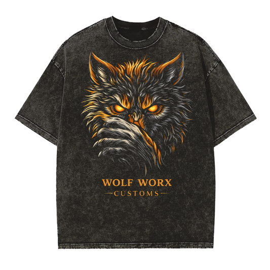 Wolf Worx Customs Gasoline Gospel KNEEL Pinstripe Vintage Washed Frayed Edge T-Shirt