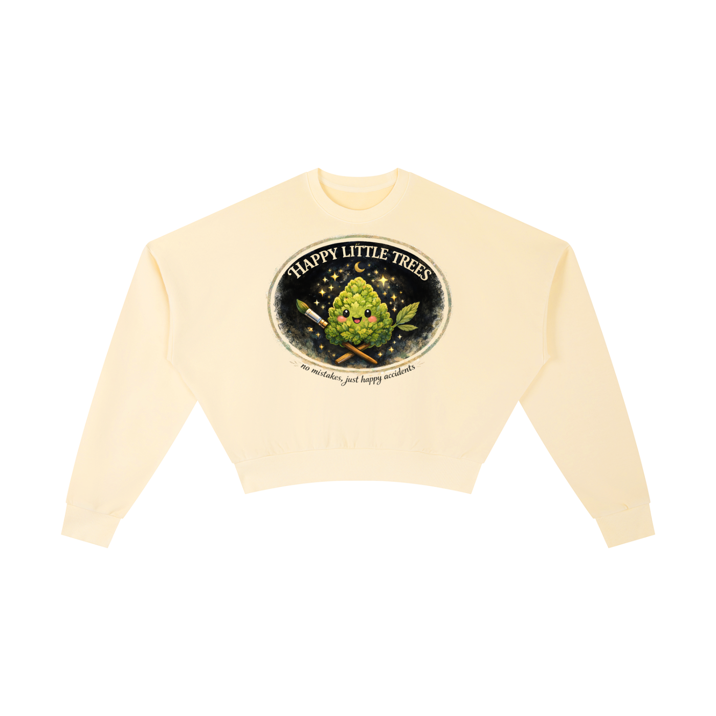 kenzie Killz Happy Little Trees Cannabis Vintage Washed Cropped Sweatshirt