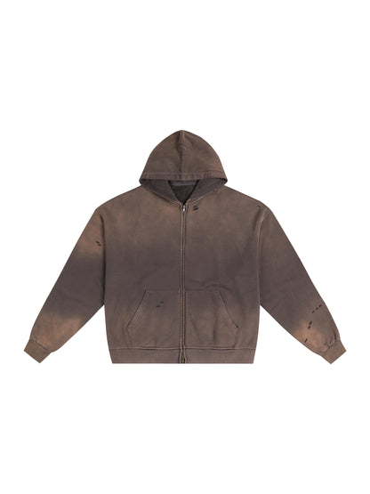 Wolf Worx Customs Pack Over Everything Shadows Hand-Frayed Sunfade Zip Hoodie