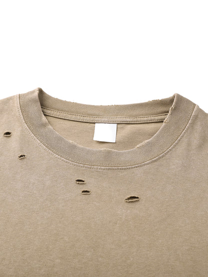 Wolf Worx Customs Pinstripe Sigil Heavyweight Snow Washed Hand-Frayed T-Shirt