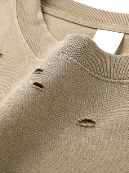 Wolf Worx Customs Pinstripe Sigil Heavyweight Snow Washed Hand-Frayed T-Shirt