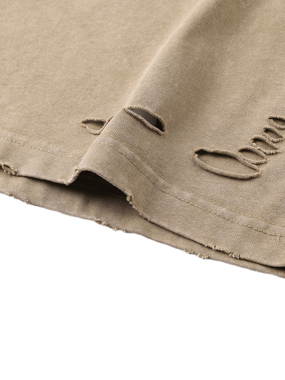 Wolf Worx Customs Pinstripe Sigil Heavyweight Snow Washed Hand-Frayed T-Shirt