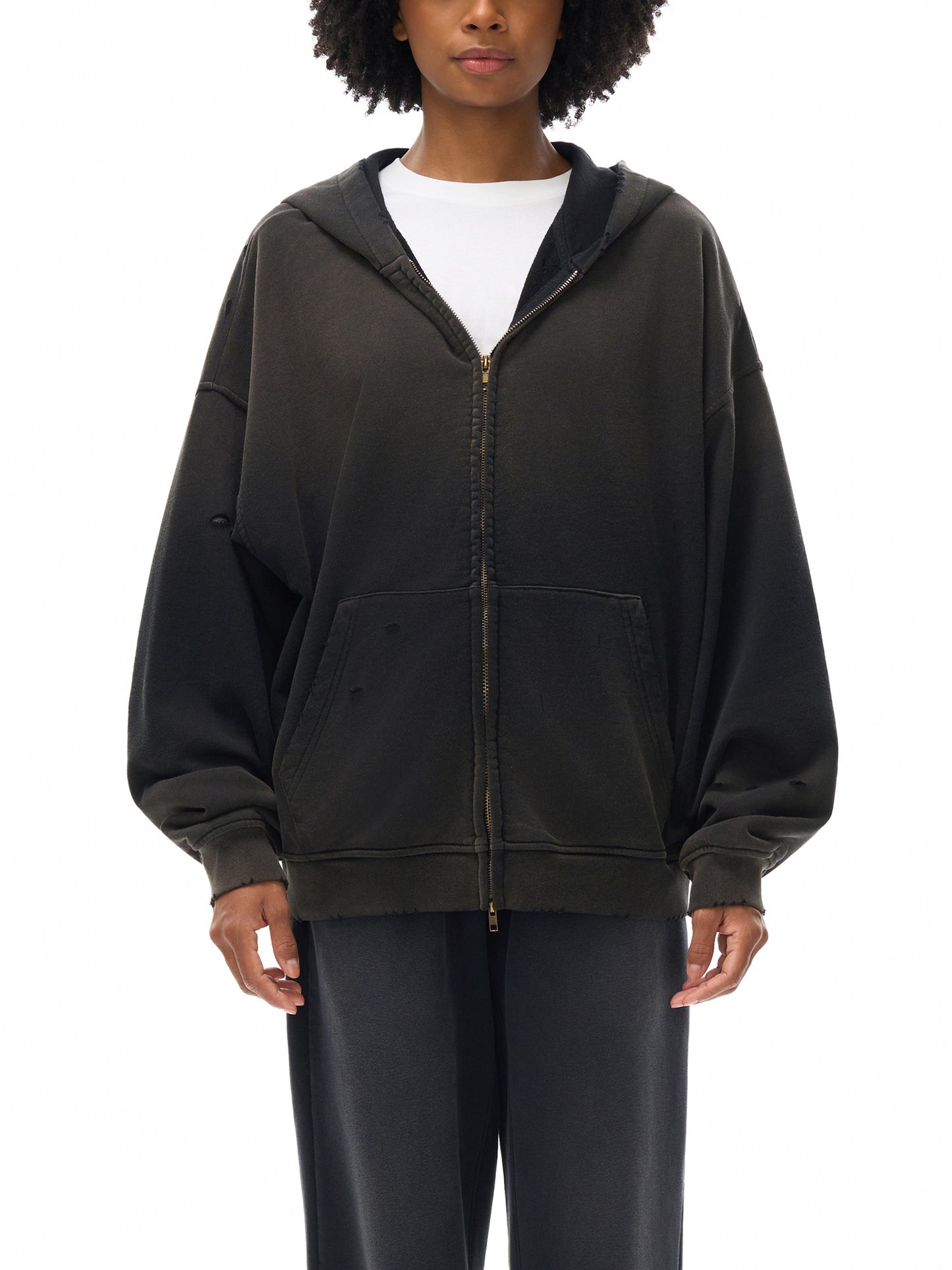 Wolf Worx Customs Fast & Feral Passion Hand-Frayed Sunfade Zip Hoodie