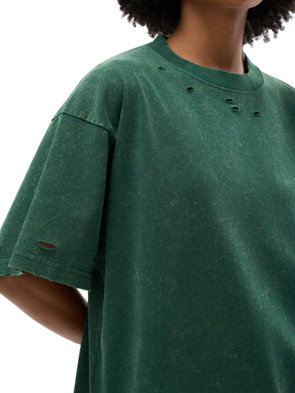 Wolf Worx Customs Pinstripe Sigil Heavyweight Snow Washed Hand-Frayed T-Shirt