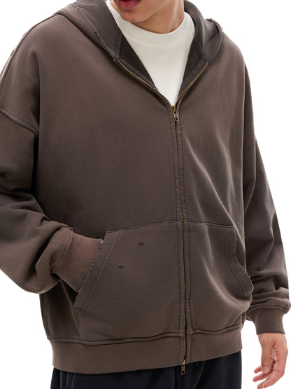 Wolf Worx Customs Pack Over Everything Shadows Hand-Frayed Sunfade Zip Hoodie