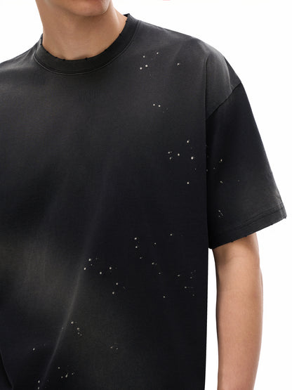Wolf Worx Customs Shadow Wolf Splatter Hand-Frayed Sunfade Paint Splatter T-Shirt