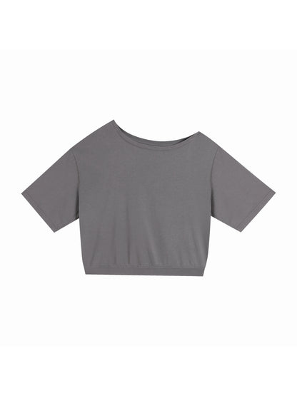 No Ur Ish NOURISH Asymmetric Shoulder Oversized Cotton T-Shirt