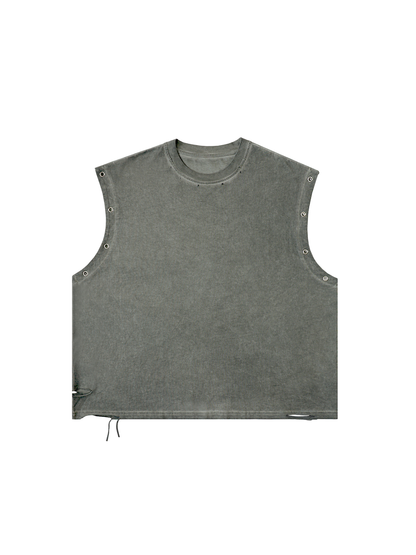 Wolf Worx Customs Fast & Feral Pinstripe Distressed Grommet Eyelet Tank Top