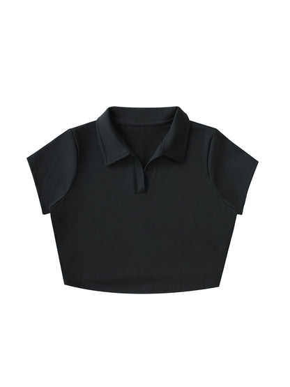 No Ur Ish NOURISH V-Neck Lapel Crop Top