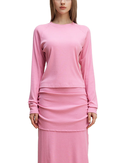 Kenzie Killz Happy Little Trees Bob Ross Cannabis Dyed Washed Raglan Long Sleeve Slim T-Shirt