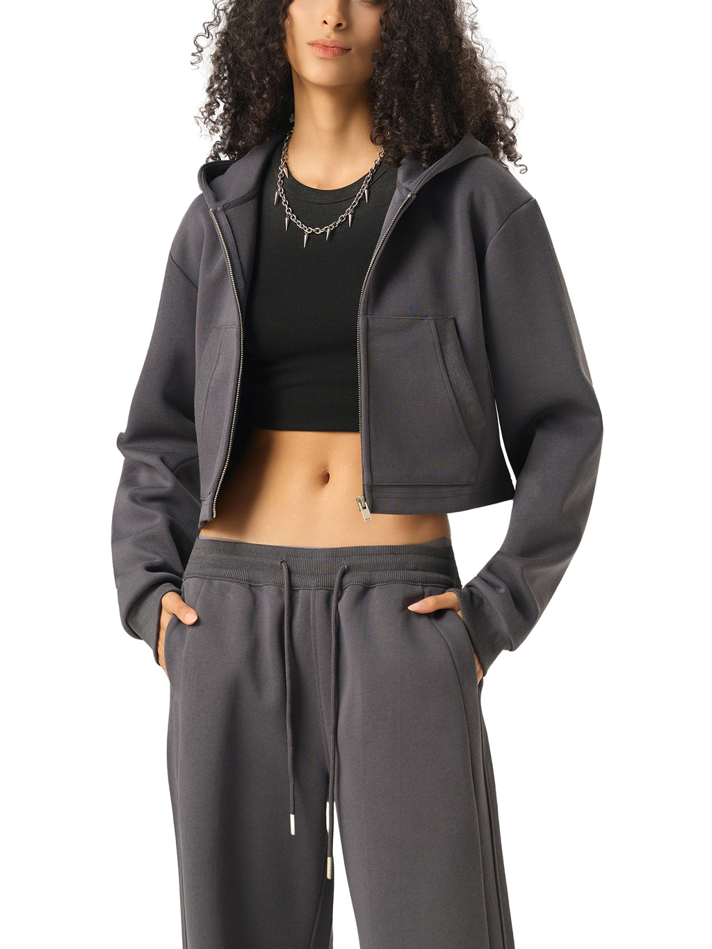 No Ur Ish NOURISH Essential Cropped Zip-Up Hoodie