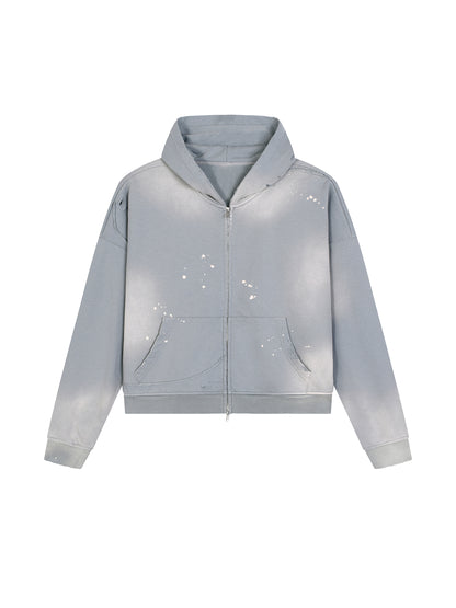 No Ur Ish NOURISH Pride Sun Fade Frayed Raw Edge Fleece Zip Hoodie