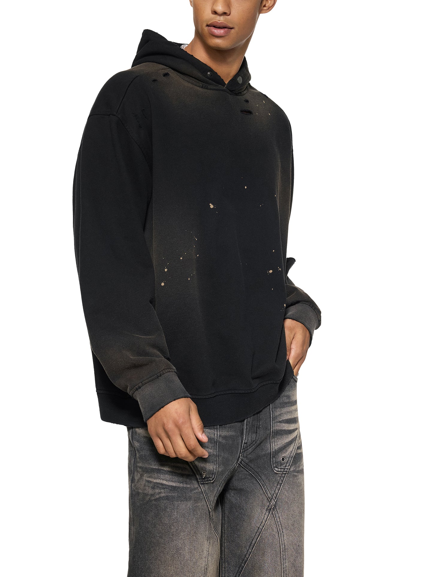 Wolf Worx Customs Slash Sun Fade Frayed Fleece Hoodie