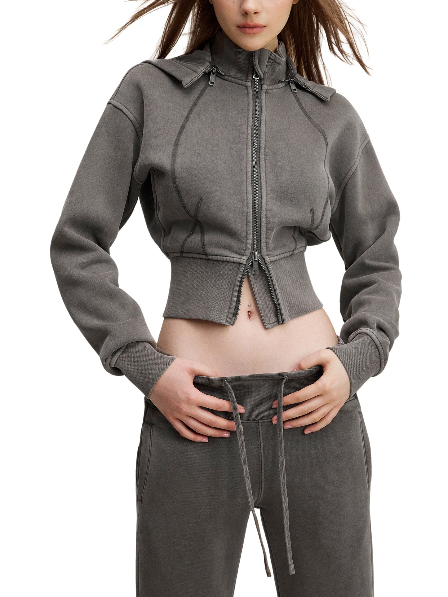 No Ur Ish NOURISH Vintage Washed Cropped Fleece Hoodie