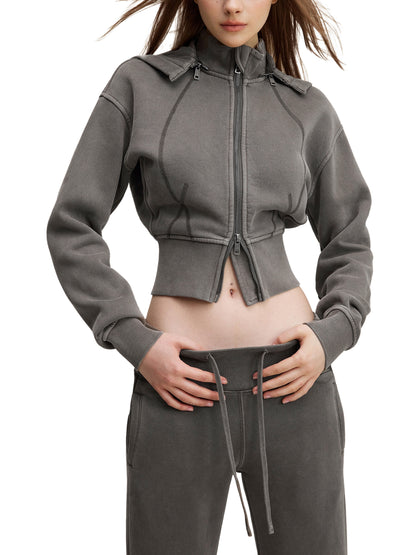 No Ur Ish NOURISH Vintage Washed Cropped Fleece Hoodie